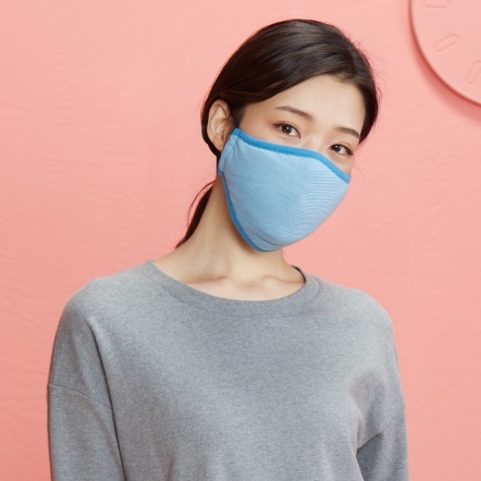 竹纖維抗菌除臭立體棉布口罩(附束口收納袋)-碧藍