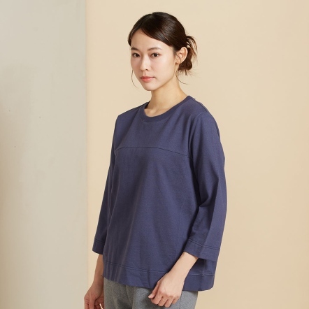 【鋅纖維】剪接七分袖上衣-星海藍