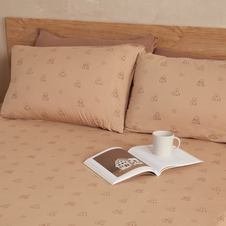DINOTAENG｜QUOKKA & BOBO 純棉印花床包-大地棕