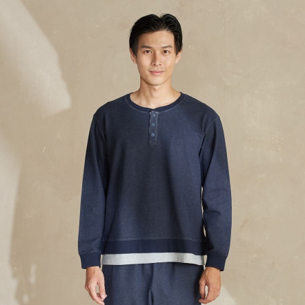 【鋅纖維】男裝 | 牛仔長袖上衣-深丈青