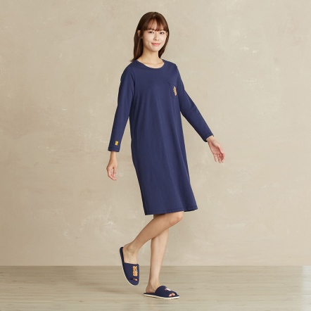 DINOTAENG | 早餐繡花洋裝-星海藍(lán)