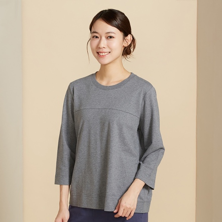 【鋅纖維】剪接七分袖上衣-岩石灰