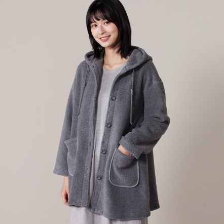 搖粒絨連帽外套-岩石灰