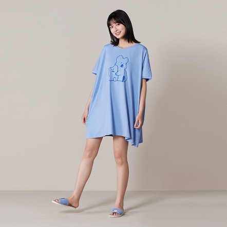 DINOTAENG｜QUOKKA & BOBO 網印大T上衣-海島藍