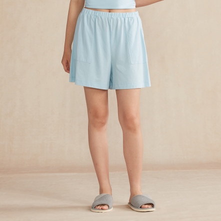 竹纖維短褲-春日藍