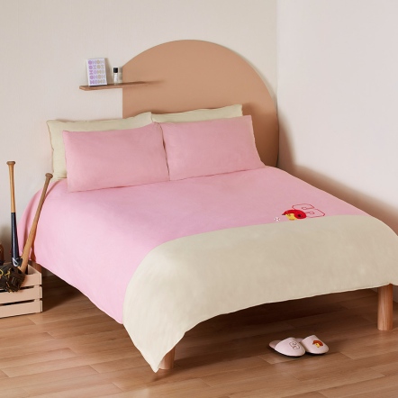 LINE FRIENDS｜莎莉棒球 被套+枕套組-泡泡粉